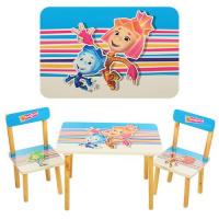 купить Детский столик со стульчиками 501-4 Фиксики деревянный