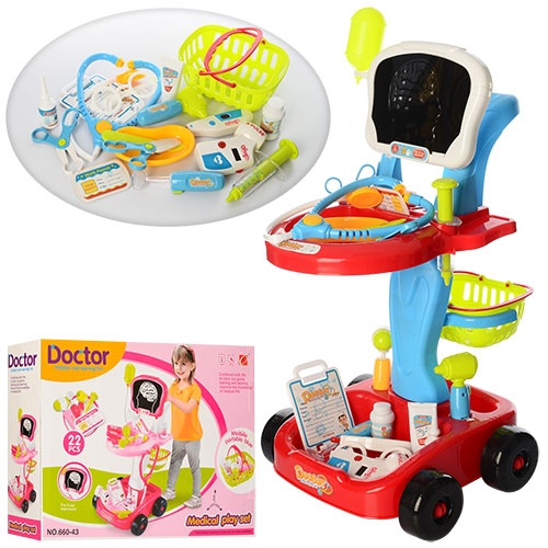 Игровой набор доктора 660-43-44 тележка с инструментами