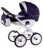 купить Коляска 2 в 1 Adamex Sofia 710S Темносиний-Белая Кожа(Выдавленные Точки) 620390