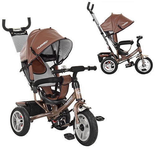 Трехколесный велосипед Turbotrike M 3113AL-13 надувные колеса кожаный (шоколад)