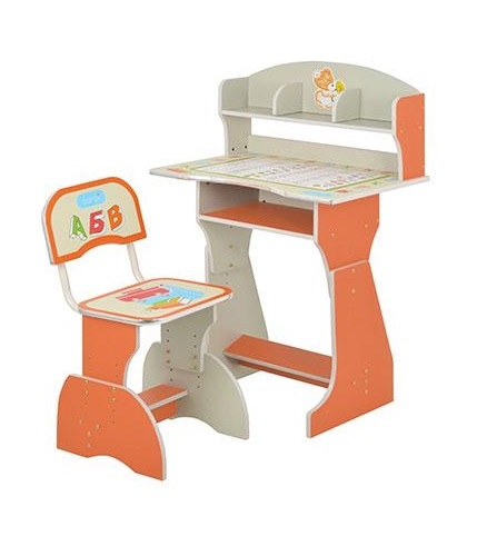 Парта для детей со стульчиком Bambi HB 2070 UK-05-7 на украинском языке (оранжевая)
