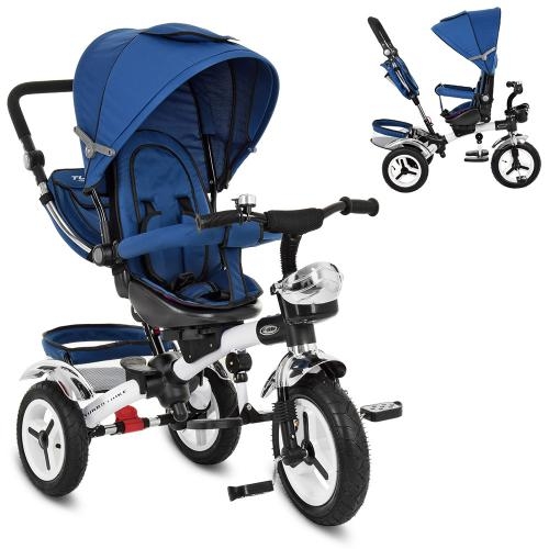 Трехколесный велосипед TurboTrike M 3200A-11 надувные колеса поворотный (темно-синий)