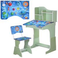 купить Детская парта со стульчиком HB 2071M03-03 полочки (зеленая космос)