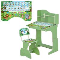 купить Детская парта со стульчиком HB 2071M03-07 полочки (зеленая украинский алфавит)