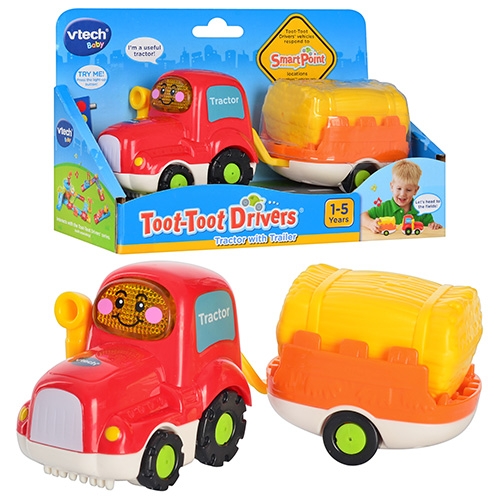Детский игровой трактор с прицепом VTECH 152303 музыка свет (18см)