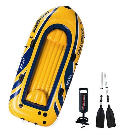 Надувная лодка CHALLENGER 2 SET Intex 68367 двухместная с веслами и насосом (236-114-41 см)