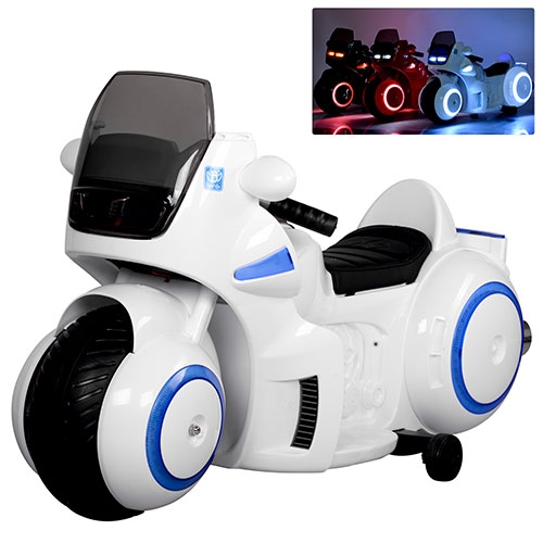 Детский электромотоцикл Bambi M 3662 L-1 с кожаным сиденьем (белый)