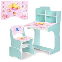 купить Детская парта ростовая B 2071-55-4 Мишка-балерина со стульчиком (мятная)