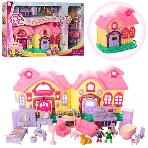 Игровой детский домик 16639B мебель с фигурками