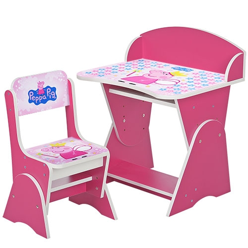 Регулируемая парта со стульчиком ML-315-07-2 Peppa pig (малиновая)