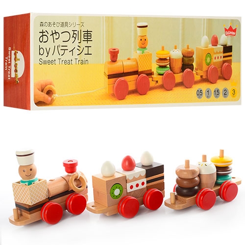 Деревянная игрушка поезд MD 0970 каталка-локомотив