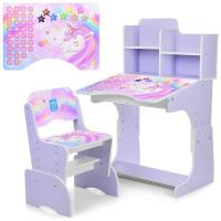 купить Парта растишка для детей Bambi B 2071-42-3 Единороги со стульчиком (сиреневая)