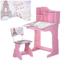 купить Парта с полочками и стульчиком BAMBI HB 2071M02-01 регулируемая высота (розовая Париж)