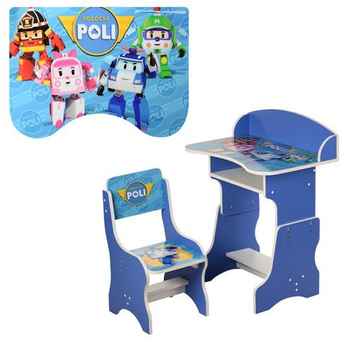 Детская парта W 301 Robocar Poli регулируемая высота (синяя)