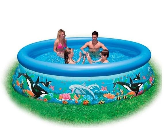 С красочной иллюстрацией надувной бассейн Intex 54904 Ocean Reef Easy Set Pool (366х76 см)
