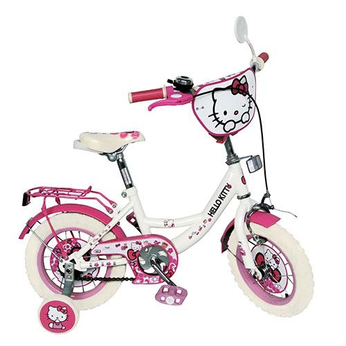 Двухколесный детский велосипед 12" HK 0073 W Hello Kitty (белый с розовым)