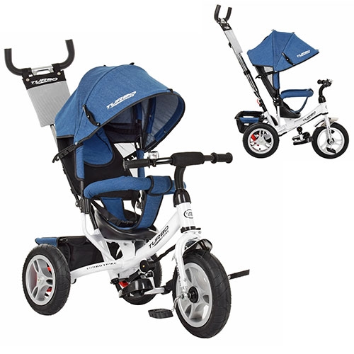 Детский трехколесный велосипед TurboTrike M 3113AJ-7 резиновые колеса (джинс-белый)