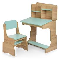 купить Детская парта-растишка F 2071A-2 со стульчиком и регулировками (дерево-мята)