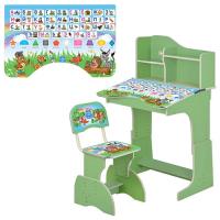 купить Детская парта со стульчиком HB 2071M03-06 полочки (зеленая русский алфавит)