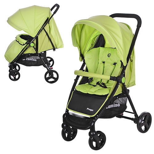 Коляска для детей M 3435-5 PREGO прогулочная с глубокой крышей (зелено-черный)