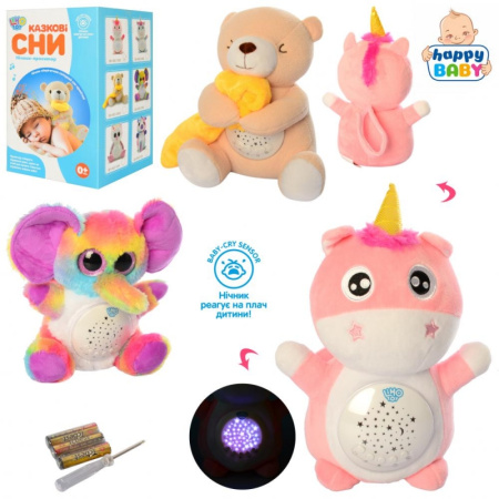 фото Детский плюшевый ночник-проектор QH-XKD-1002-4-8 реагирует на плач