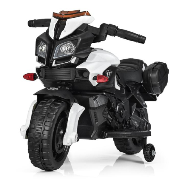 Мотоцикл детский Bambi M 3832L-1 кожаное сиденье и свет (белый)