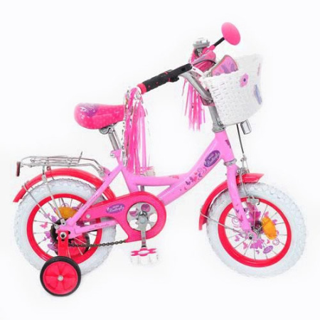 фото Детский велосипед мульт 12" P1256F-W Бабочка, с белыми колесами
