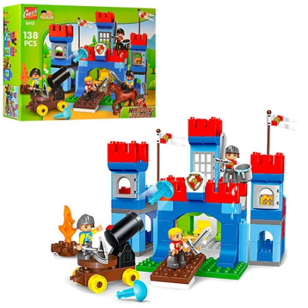 фото Конструктор для детей 1012 замок рыцарей пушка лошадь фигурки (138 деталей)