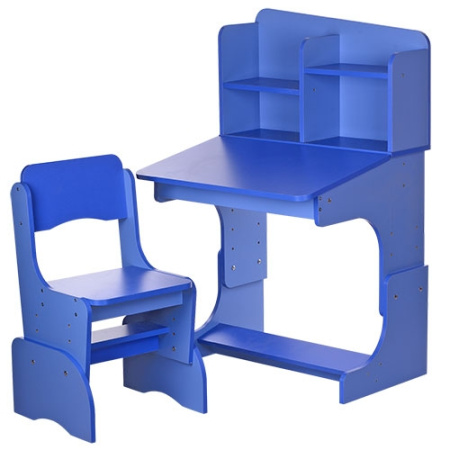 фото Парта со стульчиком для детей F 2071A-42-4 регулируемая высота (голубо-синяя)