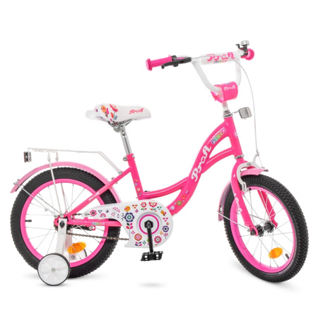 фото Детский двухколесный велосипед Profi 16 дюймов Y1623-1 Bloom с доп колесами (малиновый)