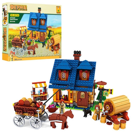 фото Конструктор для детей AUSINI 28704 загородное кафе телега с лошадью (686 деталей)