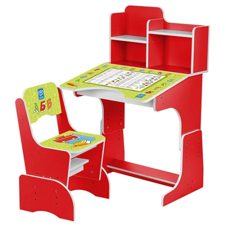 фото Парта Bambi B 2071-4 с полочками (красная, прописи)