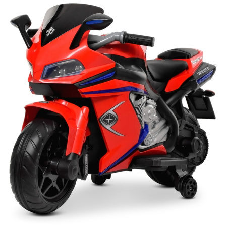 фото Спортивный детский мотоцикл Ferrari M 4202EL-3 два мотора и вентилятор (красный)
