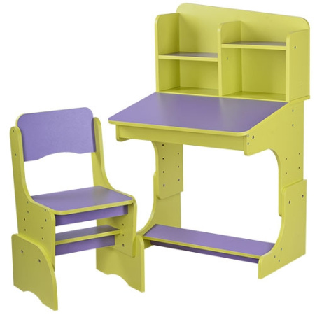 фото Детская парта со стульчиком F 2071A-9-5 регулируемая высота (фиолетово-салатовая)