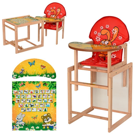 фото Стульчик для кормления Vivast М V-122-2 трансформер (азбука зайчик и мишка)