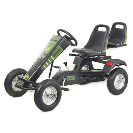 фото Детский педальный карт M 1695-10 двухместный, зелено-черный фото Детский педальный карт M 1695-10 двухместный, зелено-черный