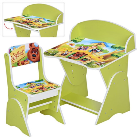 фото Регулируемая парта для детей ML-315-20-2 теремок (салатовая)