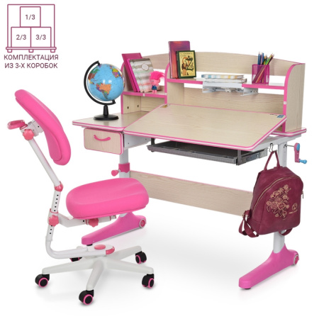 фото Парта-растишка для детей Bambi M 4092-8 со стульчиком и ящиком (розовая)