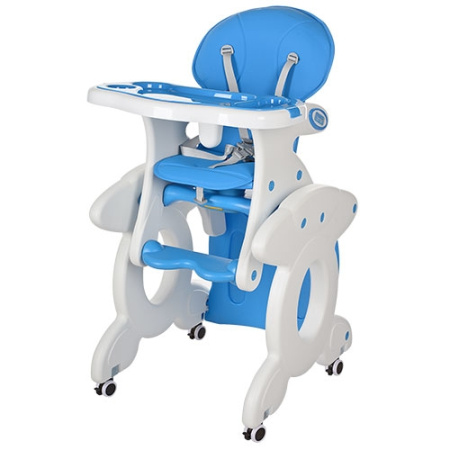 фото Стульчик для кормления трансформер со столиком M 3268-4 на колесиках (голубой)