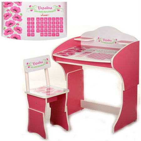 фото Парта растишка Vivast MV-901-16 (розовая азбука)