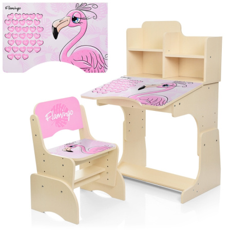 фото Парта-растишка для детей W 2071-74-1 Фламинго регулируется высота (венге светлый)