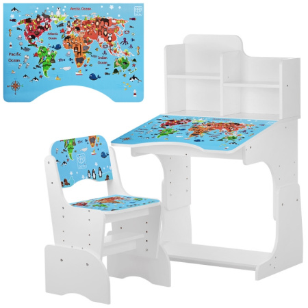 фото Парта для детей Bambi B 2071-45-1 География регулируемая высота (белая)