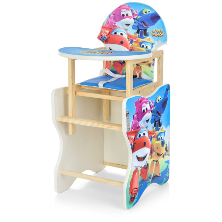 фото Деревянный стульчик-трансформер для кормления М K-112-31PU Super Wings экокожа