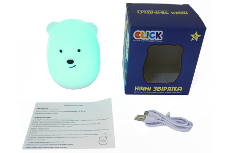 фото Детский ночник-игрушка Click "Hічні звірятка" Медведь 11 см