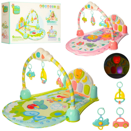 фото Развивающий коврик для младенца 8869BC с пианино звук и свет