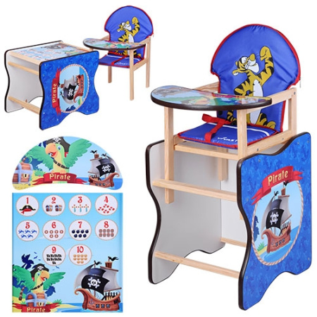 фото Стульчик трансформер для кормления Vivast М V-110-9 (Пираты голубой)