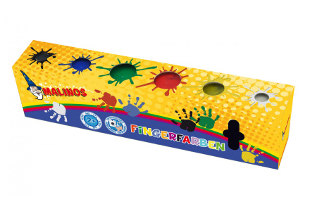 фото Пальчиковые краски безглютеновые MALINOS Fingerfarben непроливаемые 6 цветов