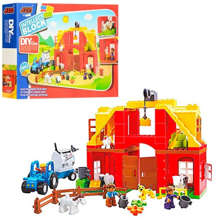 фото Детский конструктор JIXIN 3188 C ферма трактор прицеп (72 детали)