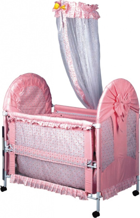 фото Детская кроватка 9231 из металлопластика, с балдахином (3 вида)