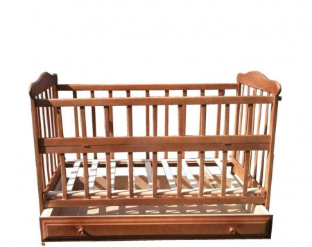 фото Детская кроватка ольха, орехового цвета с ящиком